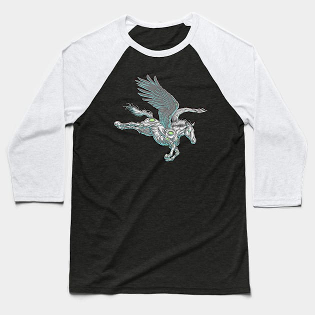 Cyber Unicorn Dreams: Futuristic Fantasy Baseball T-Shirt by Linna-Rose